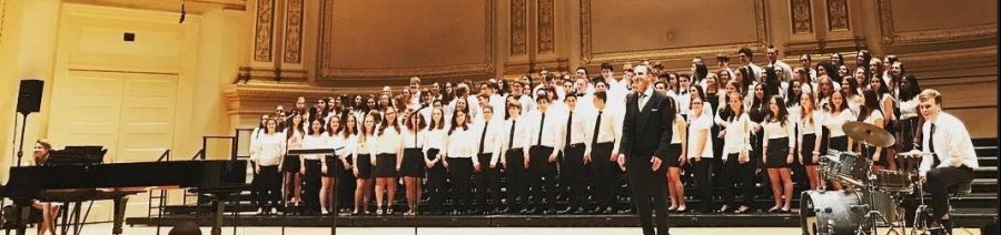Chorus students playing at Carnegie Hall 