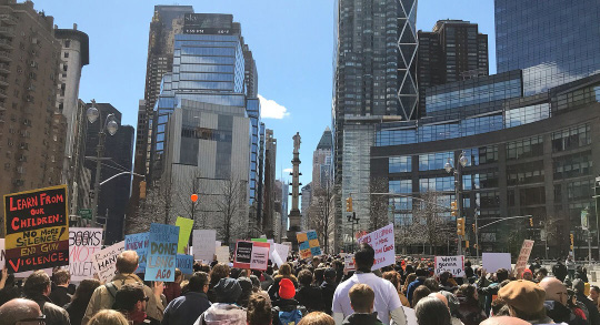 Protestors gathered in New York City. 