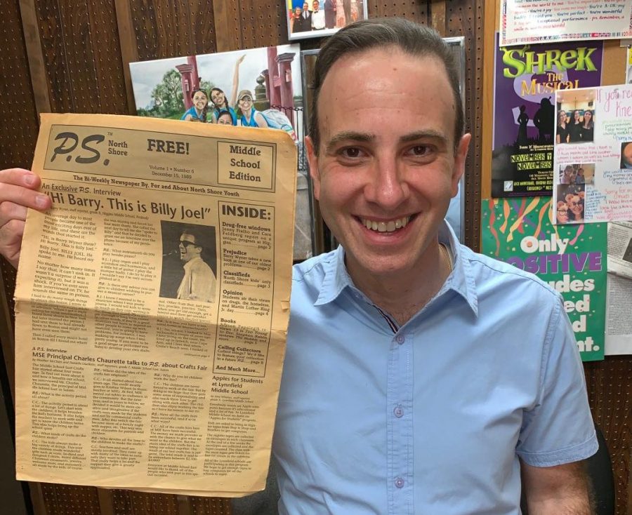 Wyner proudly displays his interview with Billy Joel in an original copy of his school newspaper printed in 1989.
