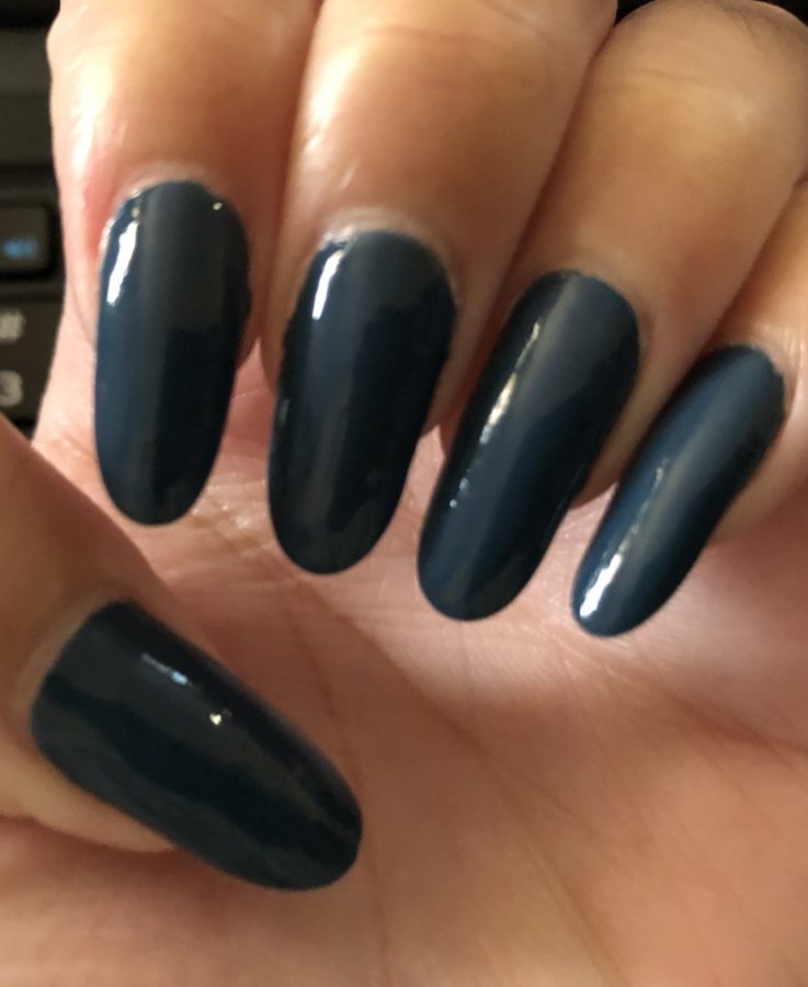 Longest nails with navy polish by Alexis Sooklall