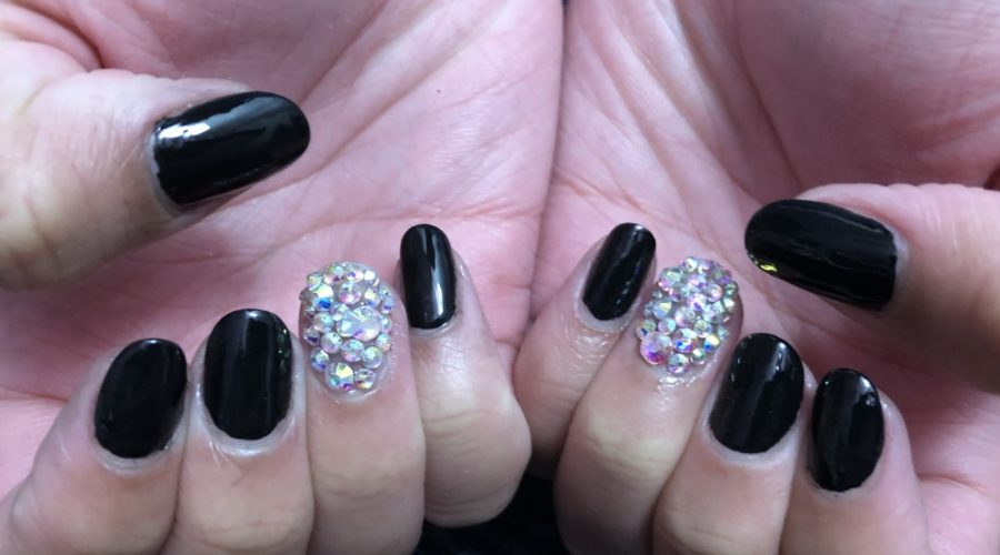 Rhinestones manicure by Alexis Sooklall