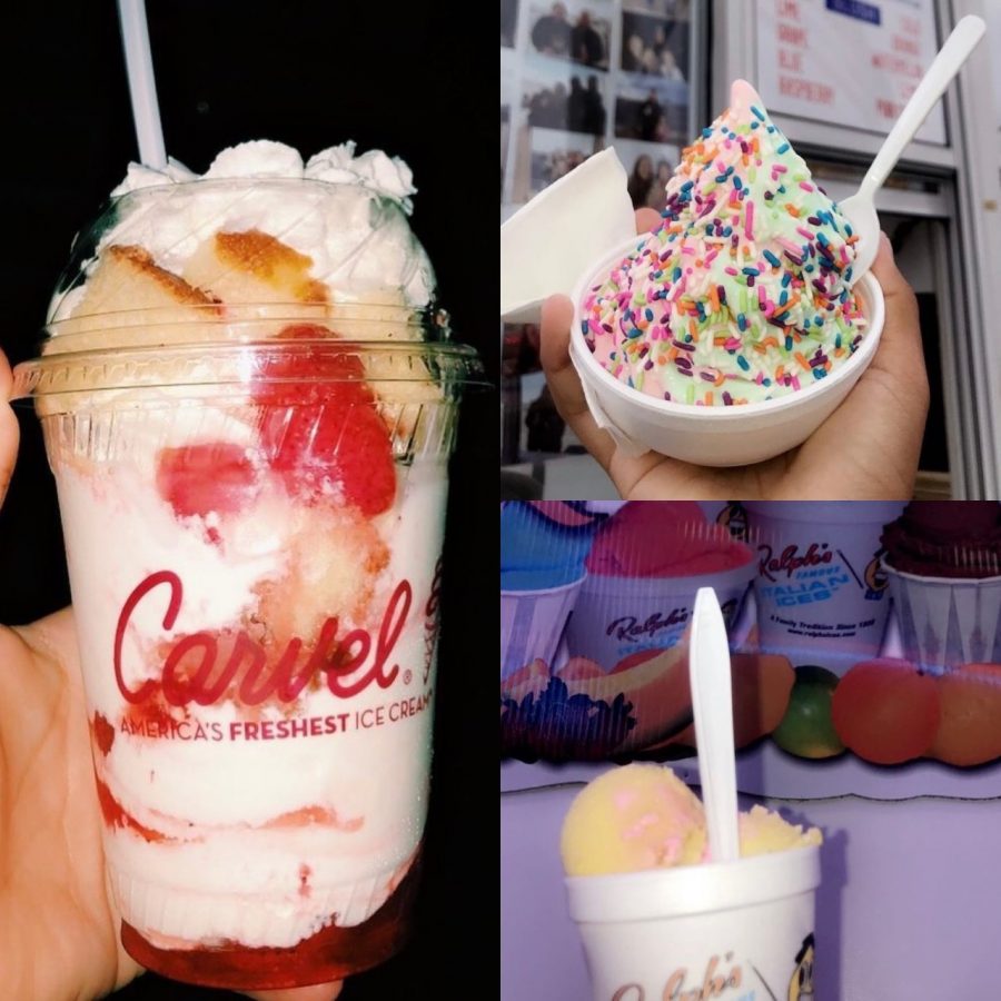 (Clockwise from left): Ice cream from Carvel, Marvel, and Ralphs
