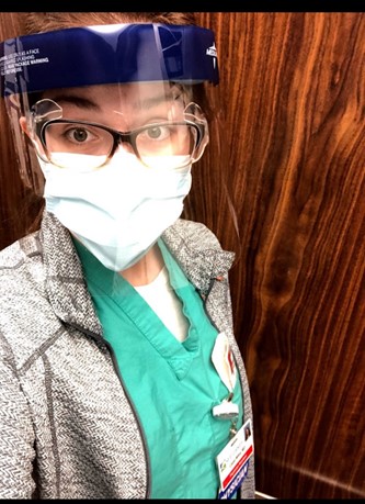 Dr. Casie Wiley at work in her PPE during the COVID-19 pandemic.
