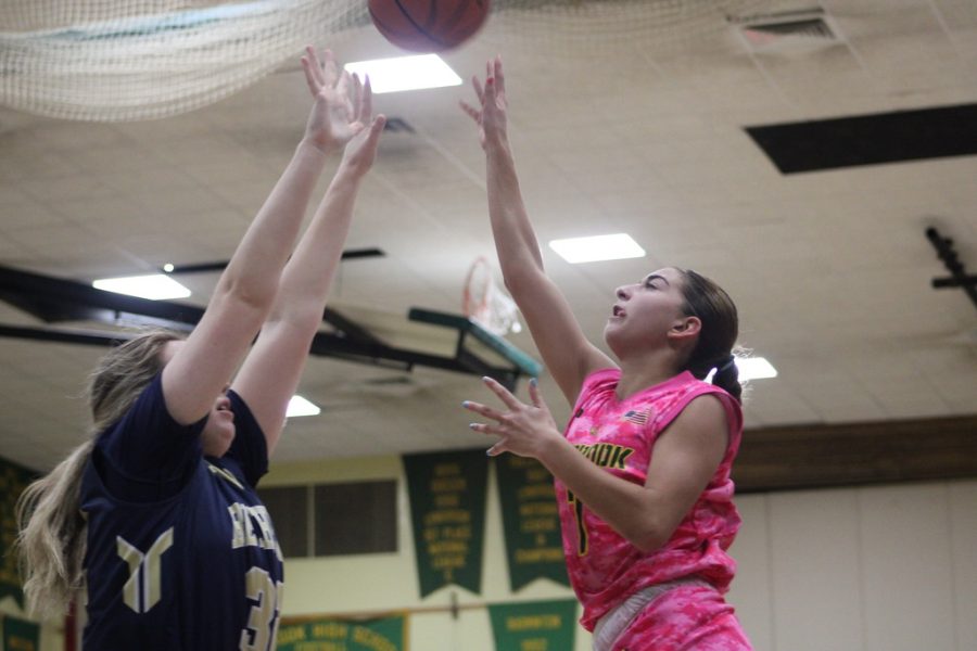 Sophomore Brooke Mazzei shoots a floater over a Bethpage defender in Wednesdays win.