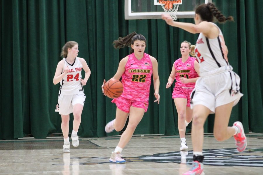 Senior Tyla Vuotto Pushes a Fast-Break in the First Half of Lynbrook’s Win vs. Floral Park