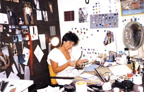 Goulet working on a project in her office
