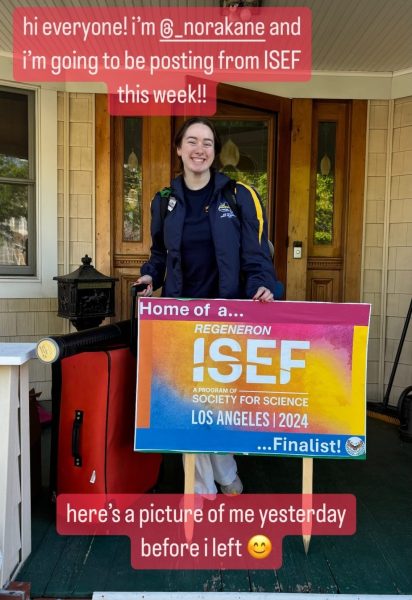 Nora Kane documented her journey at ISEF on the Lynbrook Science Research Programs Class of 2024 Instagram page @lhsrp2024