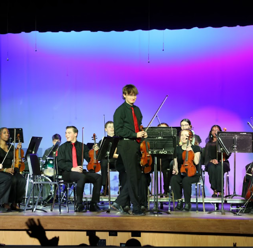 Sloan acting as concertmaster during an LHS concert. Photo courtesy of Parker Sloan
