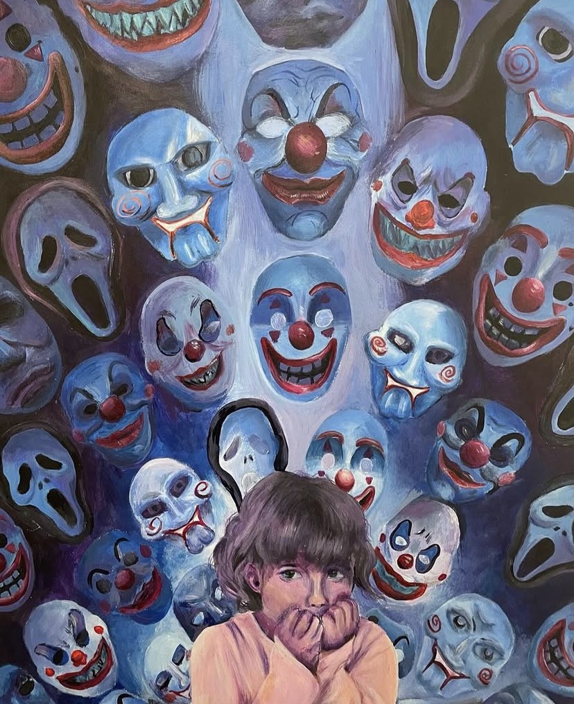 Stein’s work entitled “Facing Fear” that was part of her sustained investigation called “Reflections of a Childhood Halloween” and earned her the High Merit Award in the Celebrating Art Spring 2024 national competition.