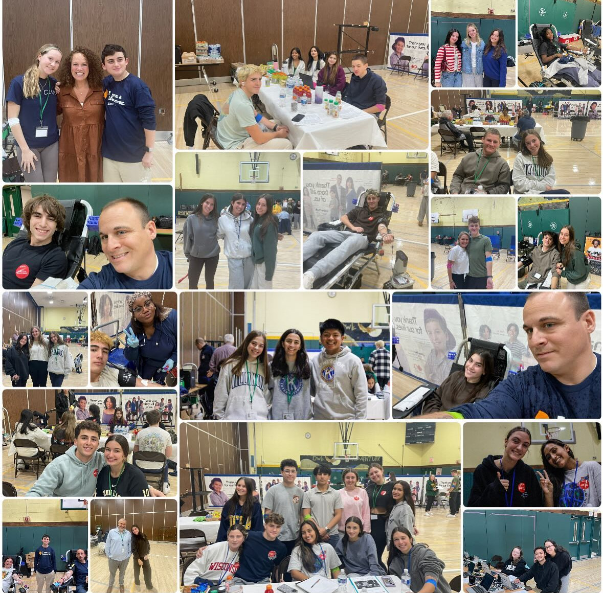 Students, faculty, and alumni making a difference at the blood drive! Collage courtesy of the Key Club Instagram @lhskeyclubb