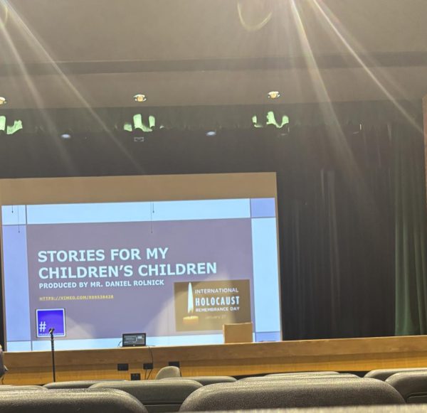 Sophomores met in the auditorium for an assembly on Jan. 27 to mark International Holocaust Remembrance Day by watching the documentary ", Stories for My Children’s Children: Lessons from the Holocaust"