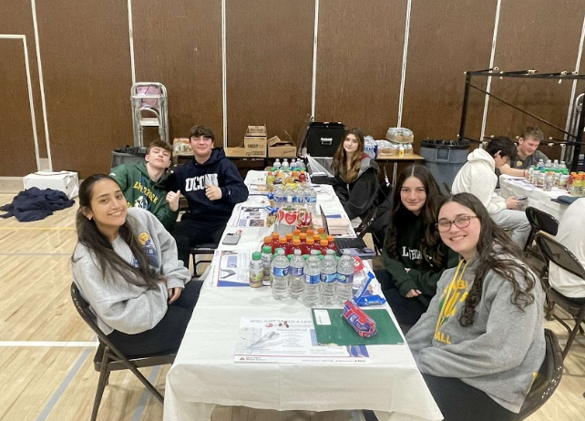 Key Club members helping out at the blood drive.