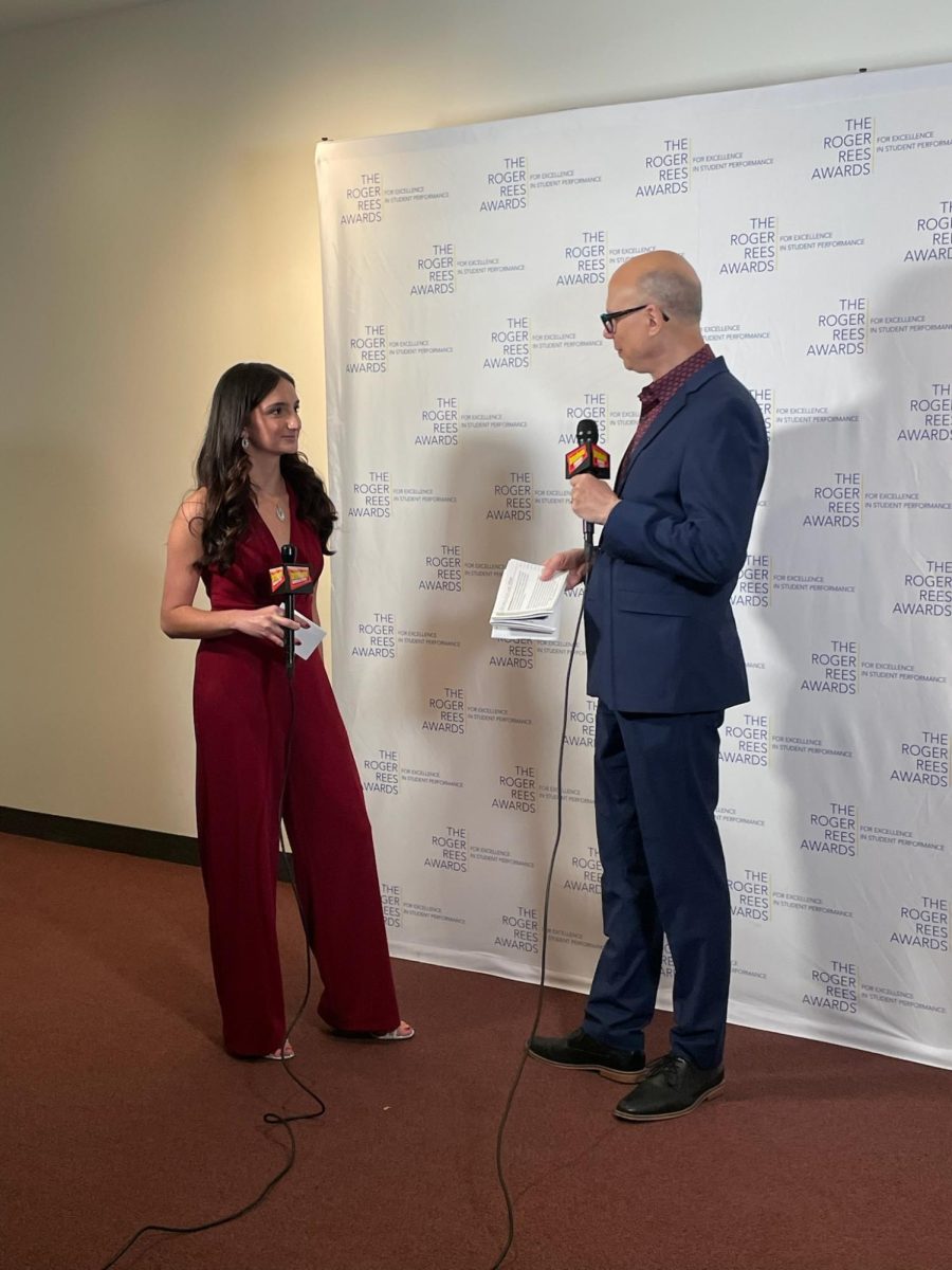 Longo co-hosting at the Roger Rees Awards. 