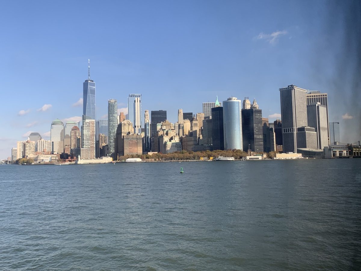 Looking north at Lower Manhattan as viewed from a ferry