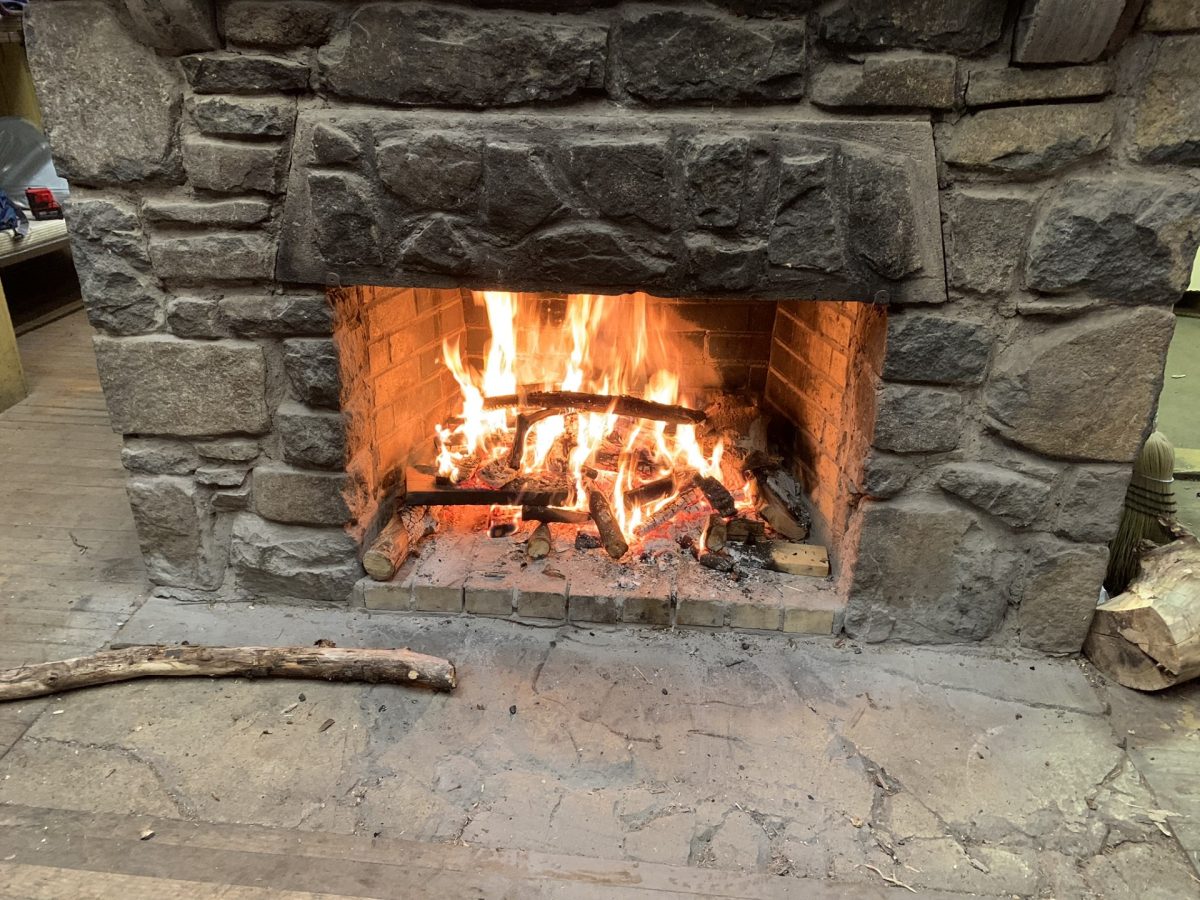 A roaring fireplace to enjoy on a cold winter day