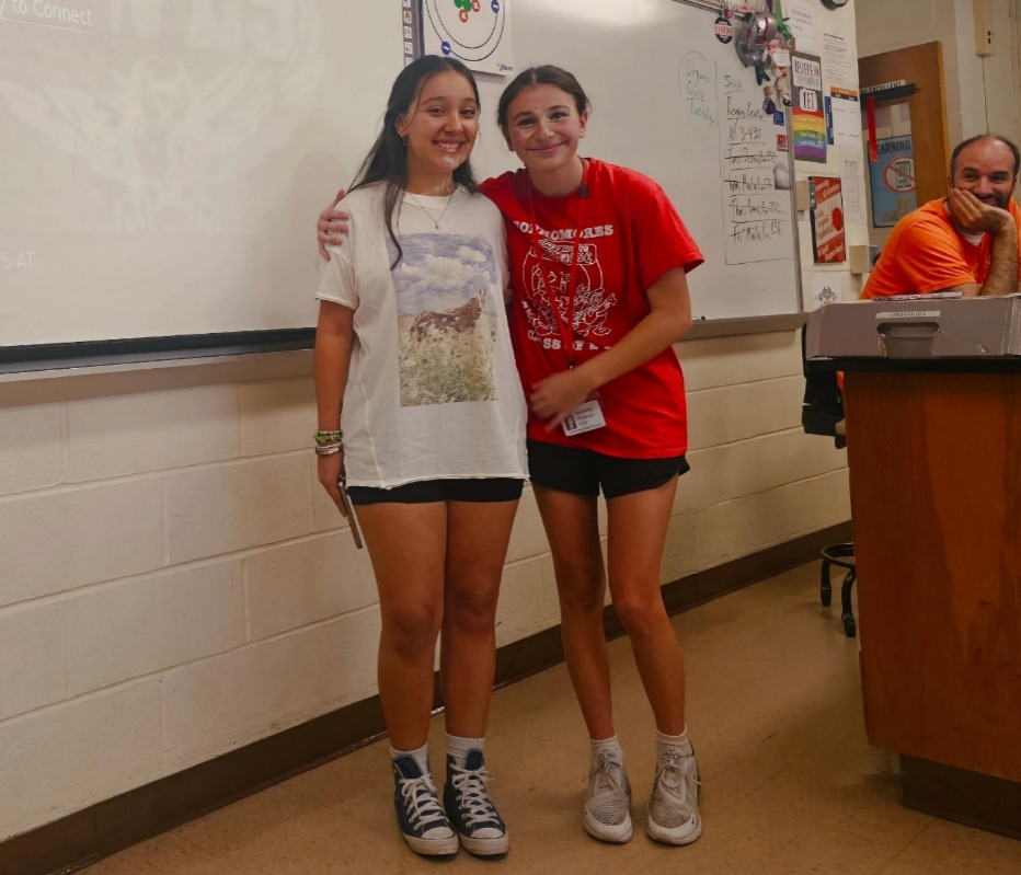 Pictured are Founders of the Chemistry Club, Valeria Acuna Delgado (left), Samantha Constanzo (middle), and Advisor Kevin Tranchina (far right). This photo was taken right before the founders started their first meeting for the club. They would go on to present their club ideas and focus to about 20 students ranging from freshmen to juniors. 